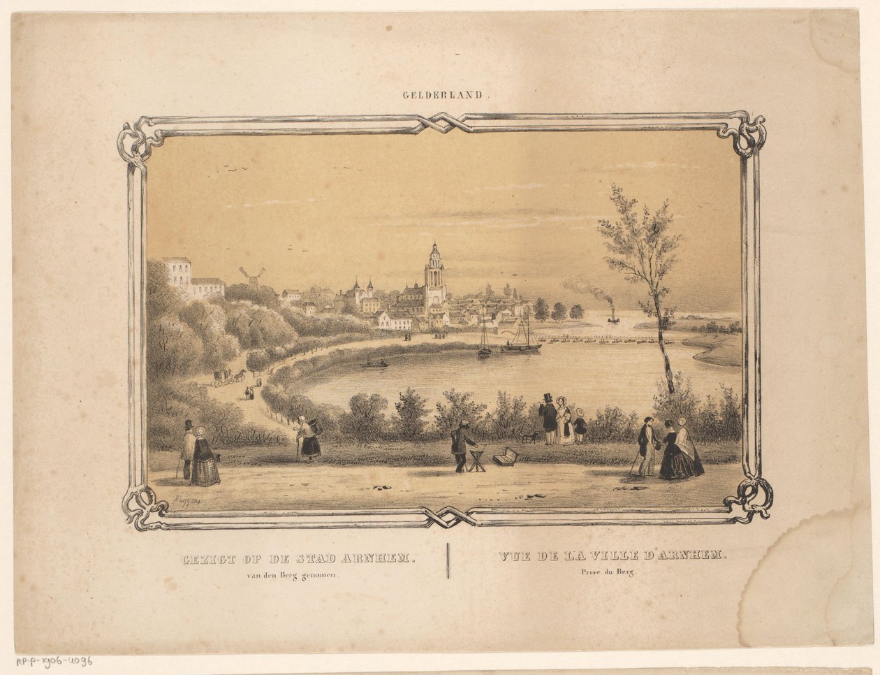 Vista de Arnhem
Vista de la ciudad de Arnhem desde la montaña (título en el objeto)
Gelderland (título de la serie en el objeto) de Frederik Lodewijk Huygens