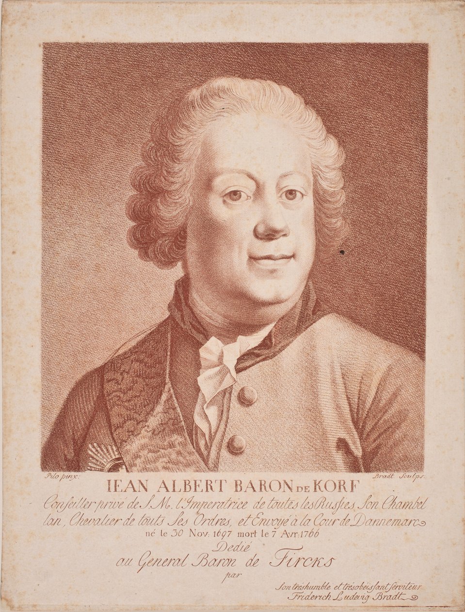 Retrato del Barón Johann Albrecht von Korff 1697-1766, mediados del siglo XVIII de Frederik Ludvig  Bradt