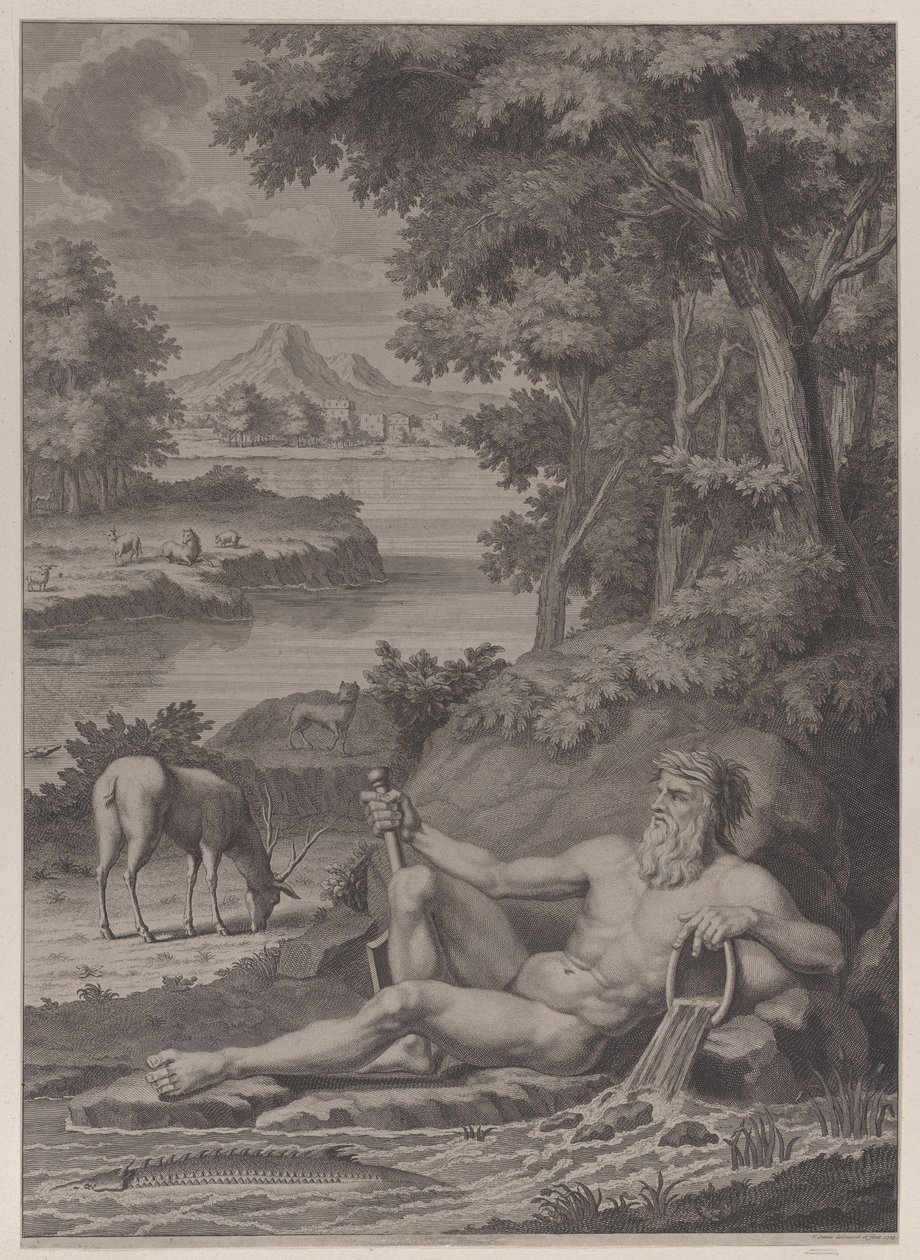 Dios del río en un paisaje, 1725 de Frederik Ottens