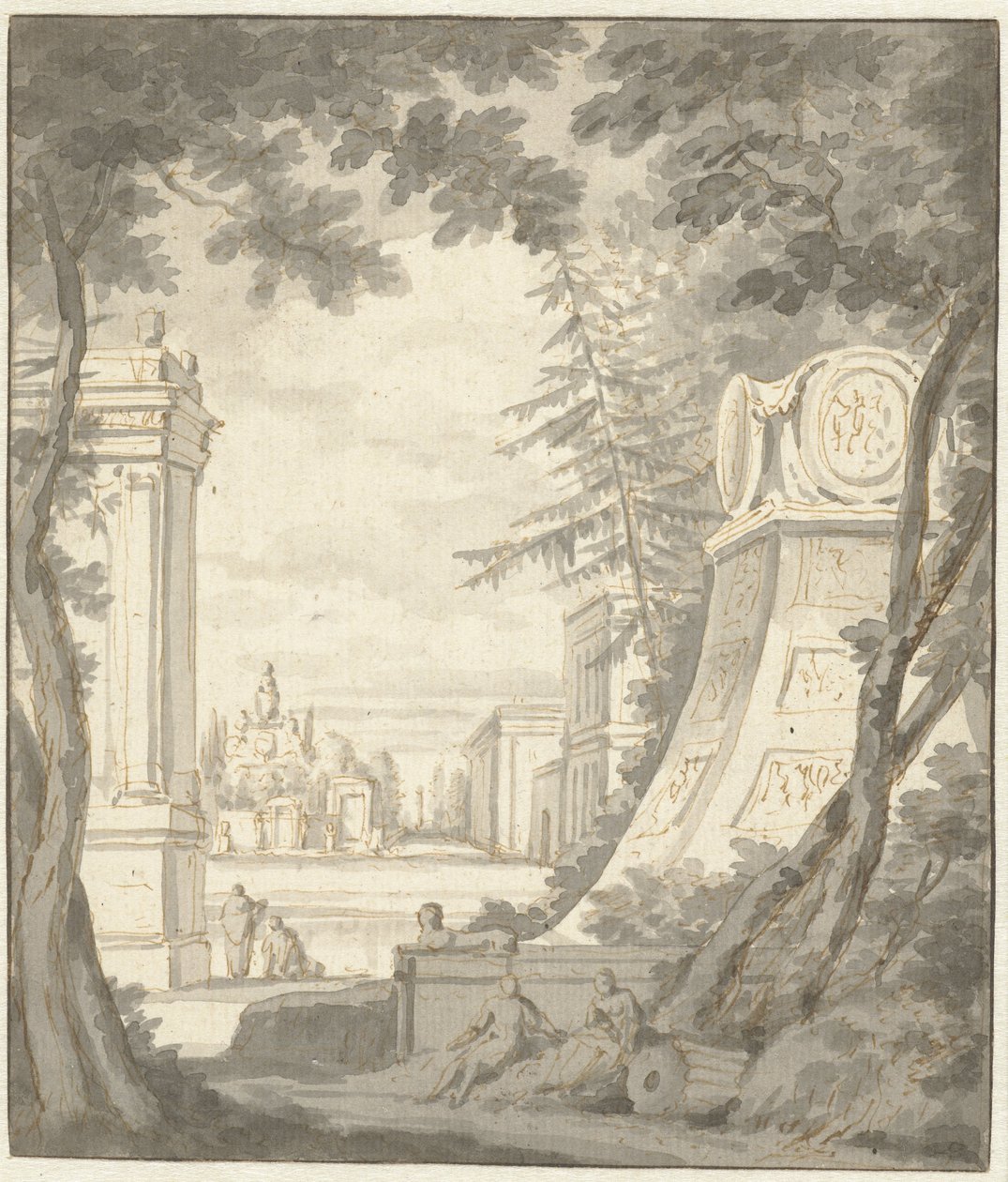 Paisaje de fantasía con arquitectura clasicista de Frederik de Moucheron