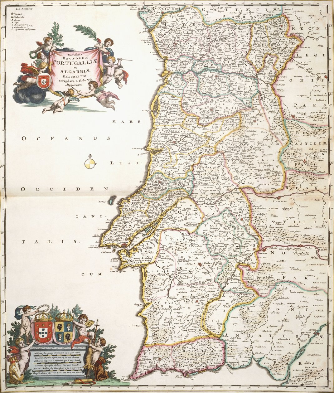 Mapa que muestra Portugal, c.1680 de Frederik de Wit