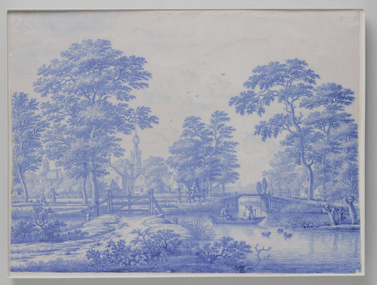 Placa con vistas a Overschie cerca de Rotterdam Plato con cara en Overschie de Frederik van Frytom (attributed to)