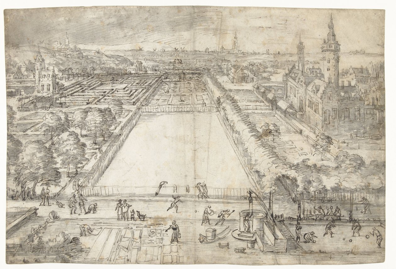 Castillo con parque, cerca de una ciudad de Frederik van Valckenborch