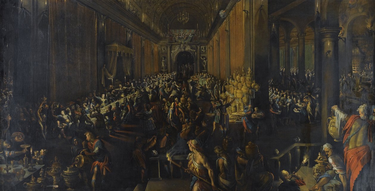 La fiesta de Belsasar, 1596 de Frederik van Valckenborch