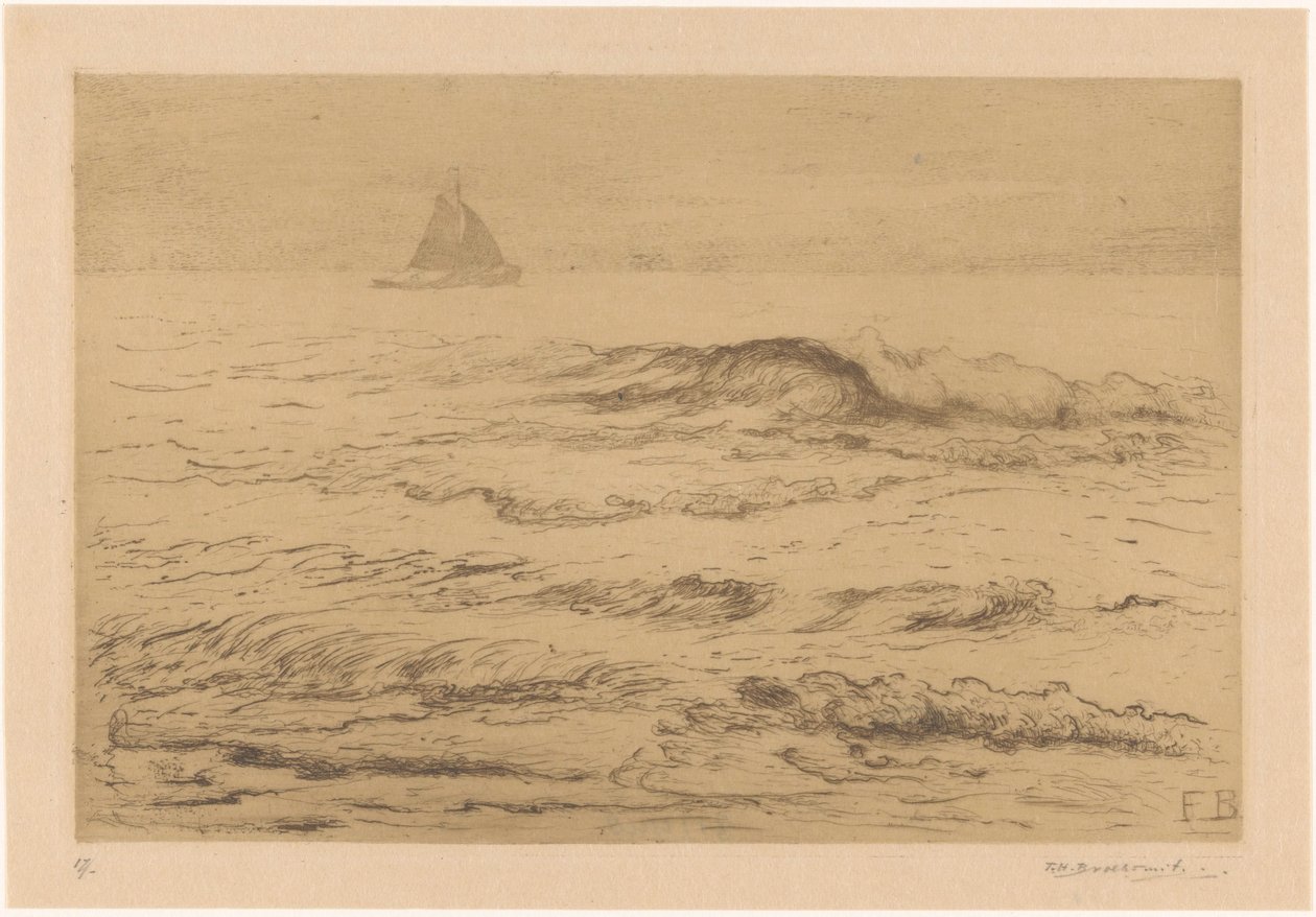 Barco de vela en el mar de Frederika Henriëtte Broeksmit (signed by artist)