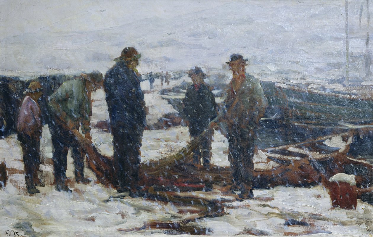 Pescadoras, c.1900 (óleo sobre lienzo) de Fredrik Kolstoe