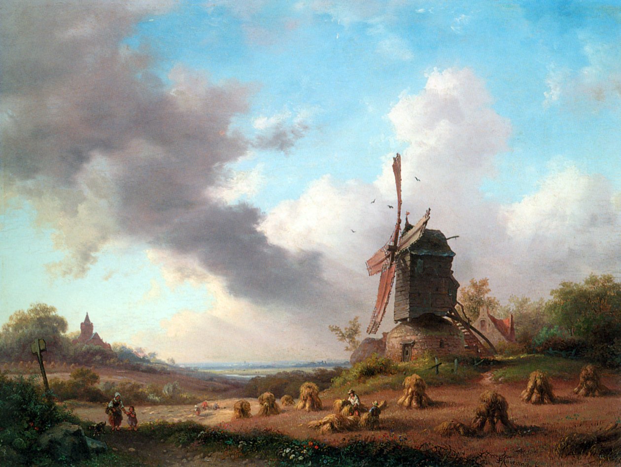 Paisaje de verano con agricultores recolectores de Fredrik Marinus Kruseman