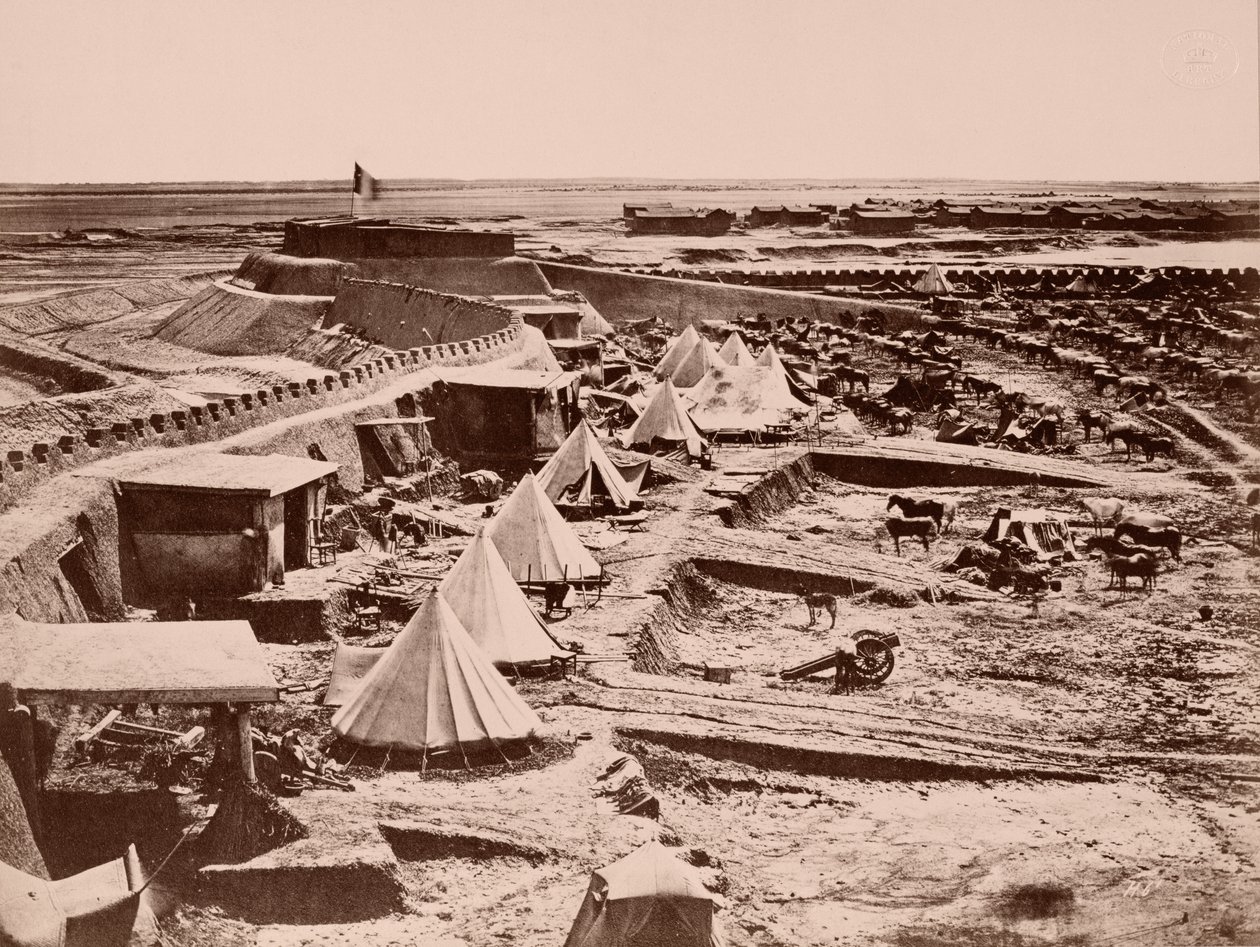 Un Campamento de Caballos Francés durante la Guerra de China de 1860 de French Photographer