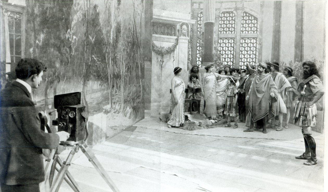 Actores de la Academie y Comedie Francaise filmando el Retour d