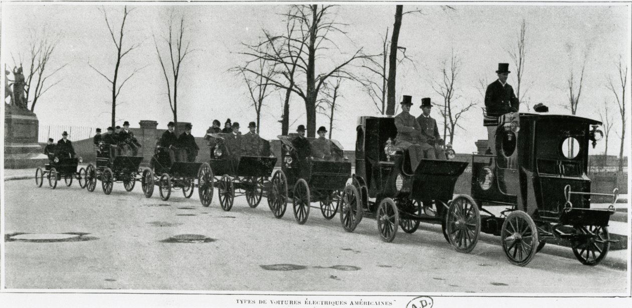 Coches eléctricos americanos en París, c.1900 de French Photographer