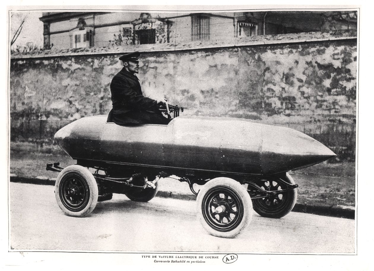 Coche de carreras eléctrico Jenatzy La Jamais Contente, c.1900 de French Photographer