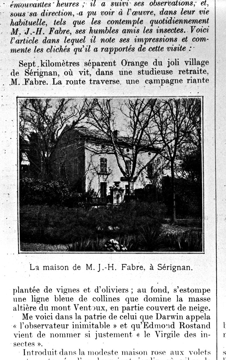 Casa de Jean-Henri Fabre (1823-1915) en Serignan de French Photographer