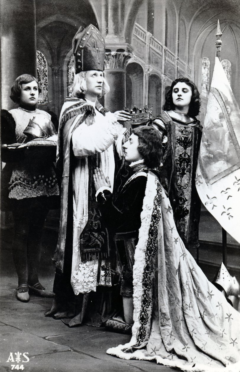 Postal de Juana de Arco en la coronación de Carlos VII, 17 de julio de 1429, c.1914 de French Photographer