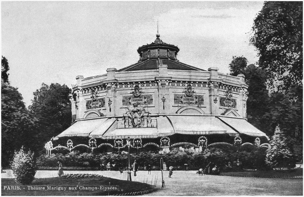 Postal que muestra el Teatro Marigny, Champs-Elysées, París, antes de 1914 de French Photographer