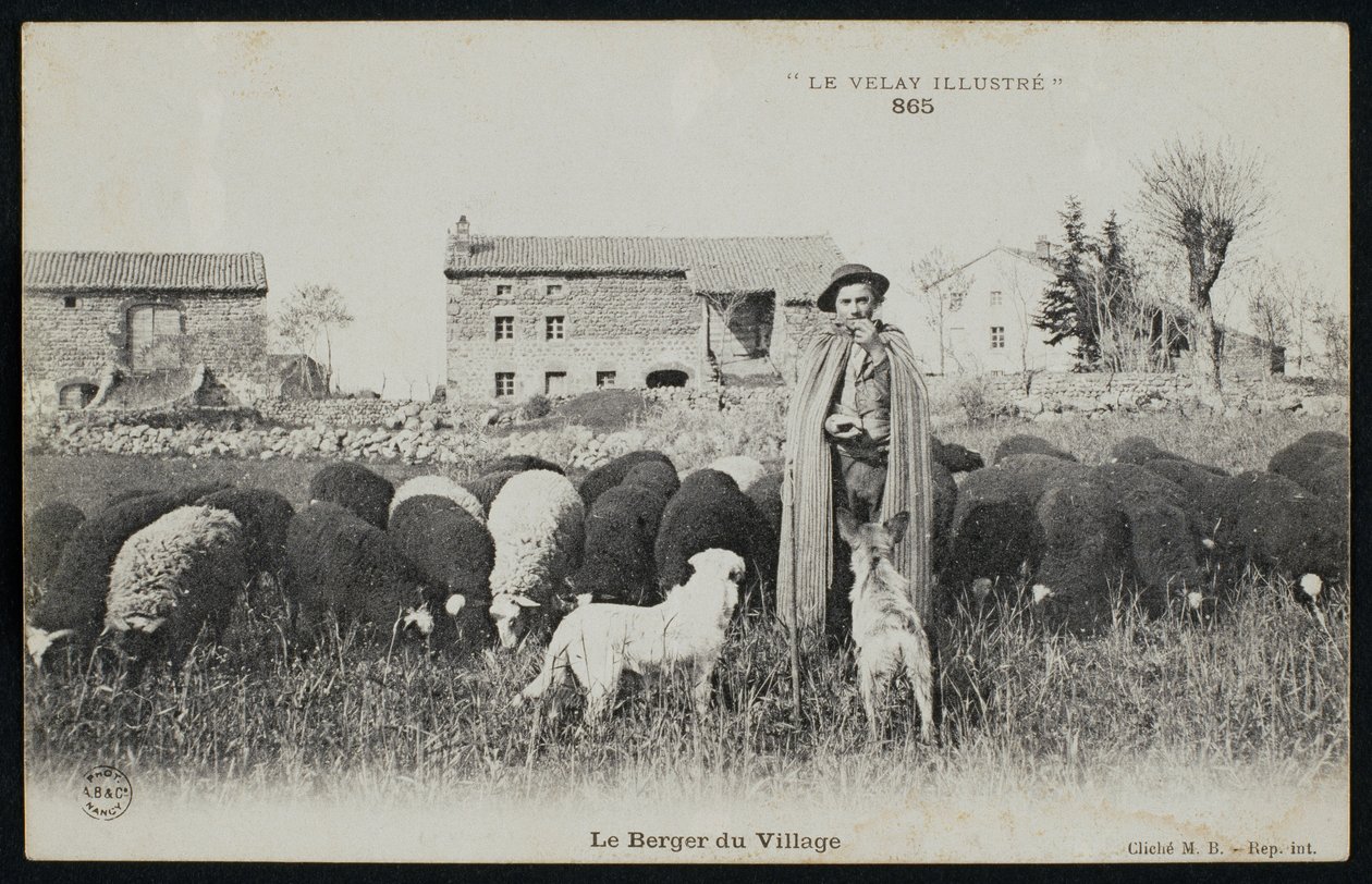 Postal que representa un pastor en un pueblo, c.1900 de French Photographer