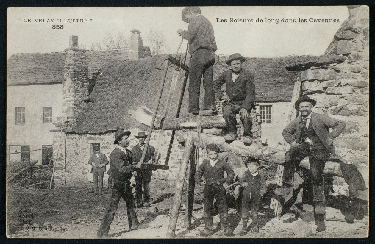 Postal que representa serradores en las Cevenas, c.1900 de French Photographer
