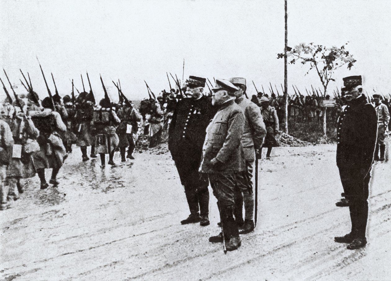 Raymond Poincare (1860-1934) y el General Joffre (1852-1931) en el frente de French Photographer