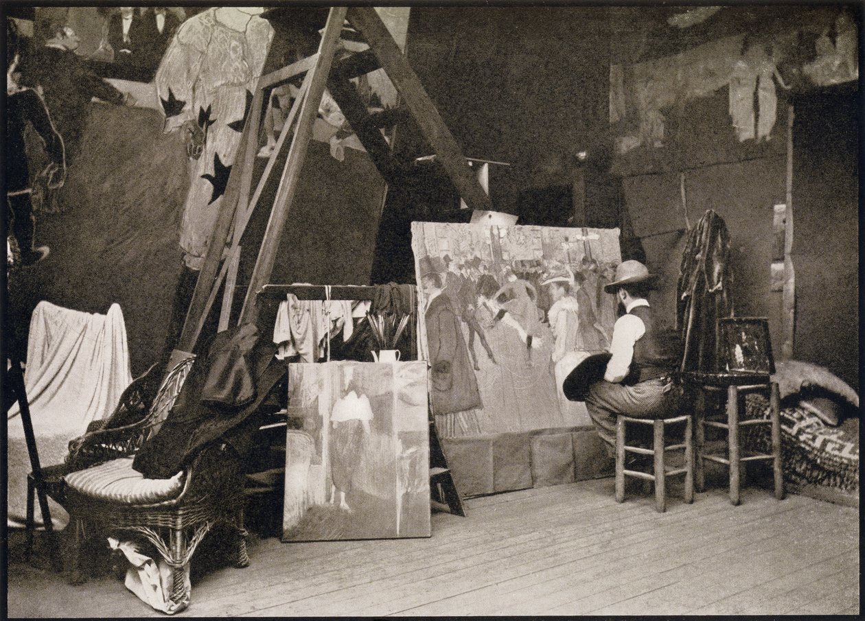 Toulouse-Lautrec en su estudio en Rue Caulaincourt, de 