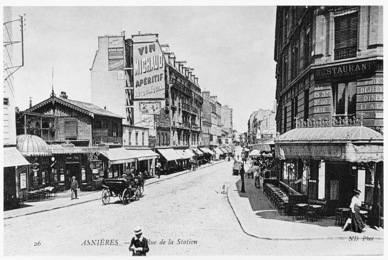 Vista de Asnieres, Rue de la Station, c.1900 de French Photographer