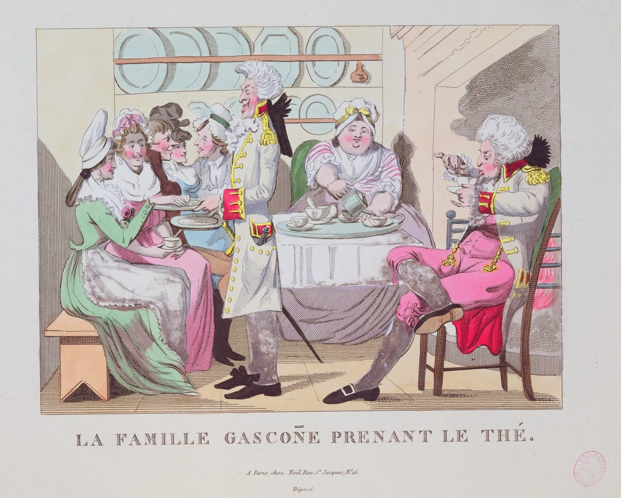 Una familia de Gascuña tomando té, 1815 de French School
