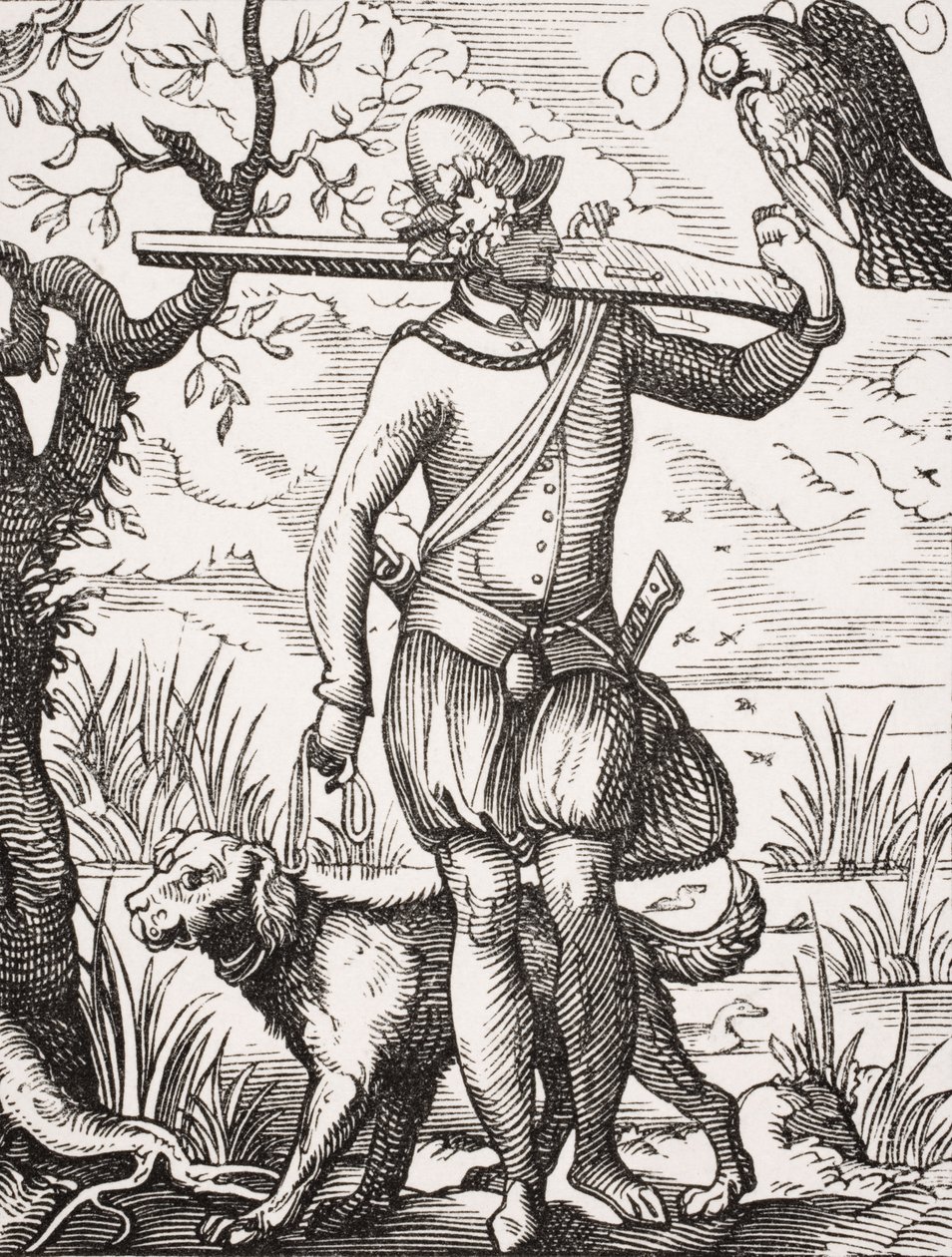 Un halconero alemán, después de un grabado de Jost Amman (1539-91) de 