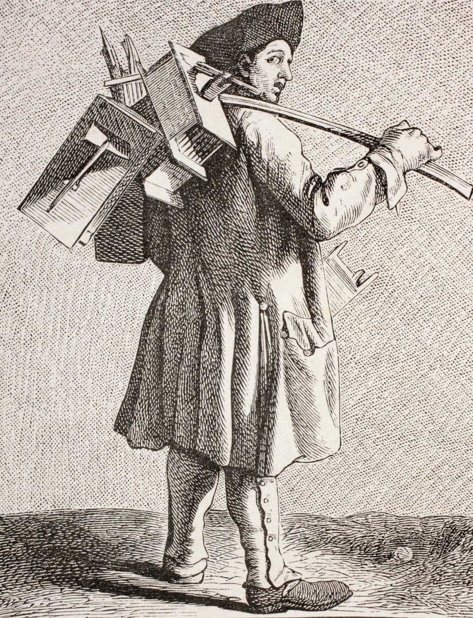 Un cazador de ratas con sus trampas en el París del siglo XVIII, 1875 de French School