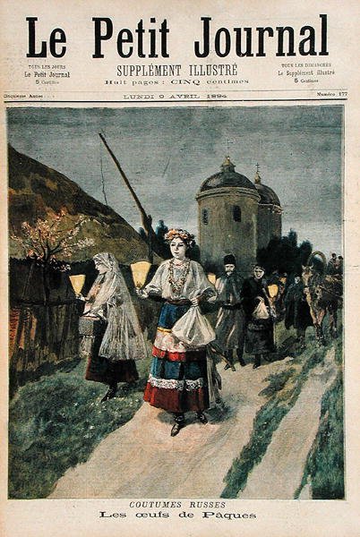 Una costumbre rusa, huevos de Pascua, ilustración de Le Petit Journal, 9 de abril de 1894 de French School