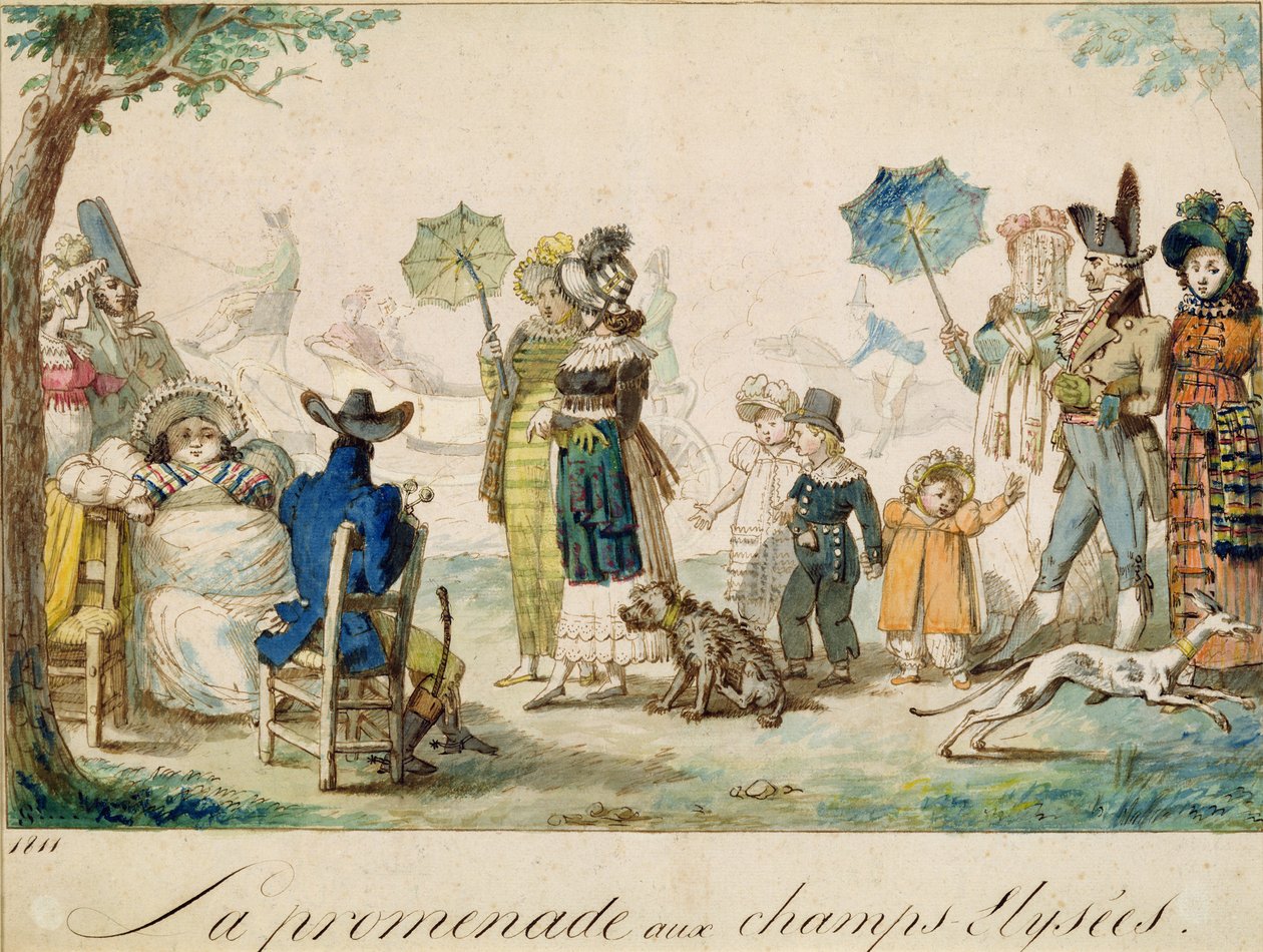 Un Paseo en los Campos Elíseos, 1811 de French School