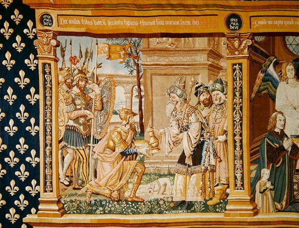 Abraham recibiendo pan y vino de Melquisedec (detalle) de French School