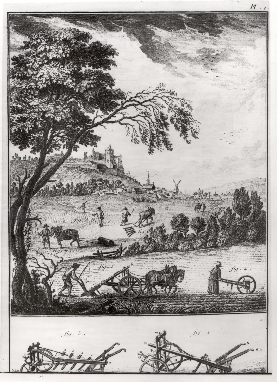 Agricultura, lámina I de la Enciclopedia de Denis Diderot (1713-84) 1762 de French School