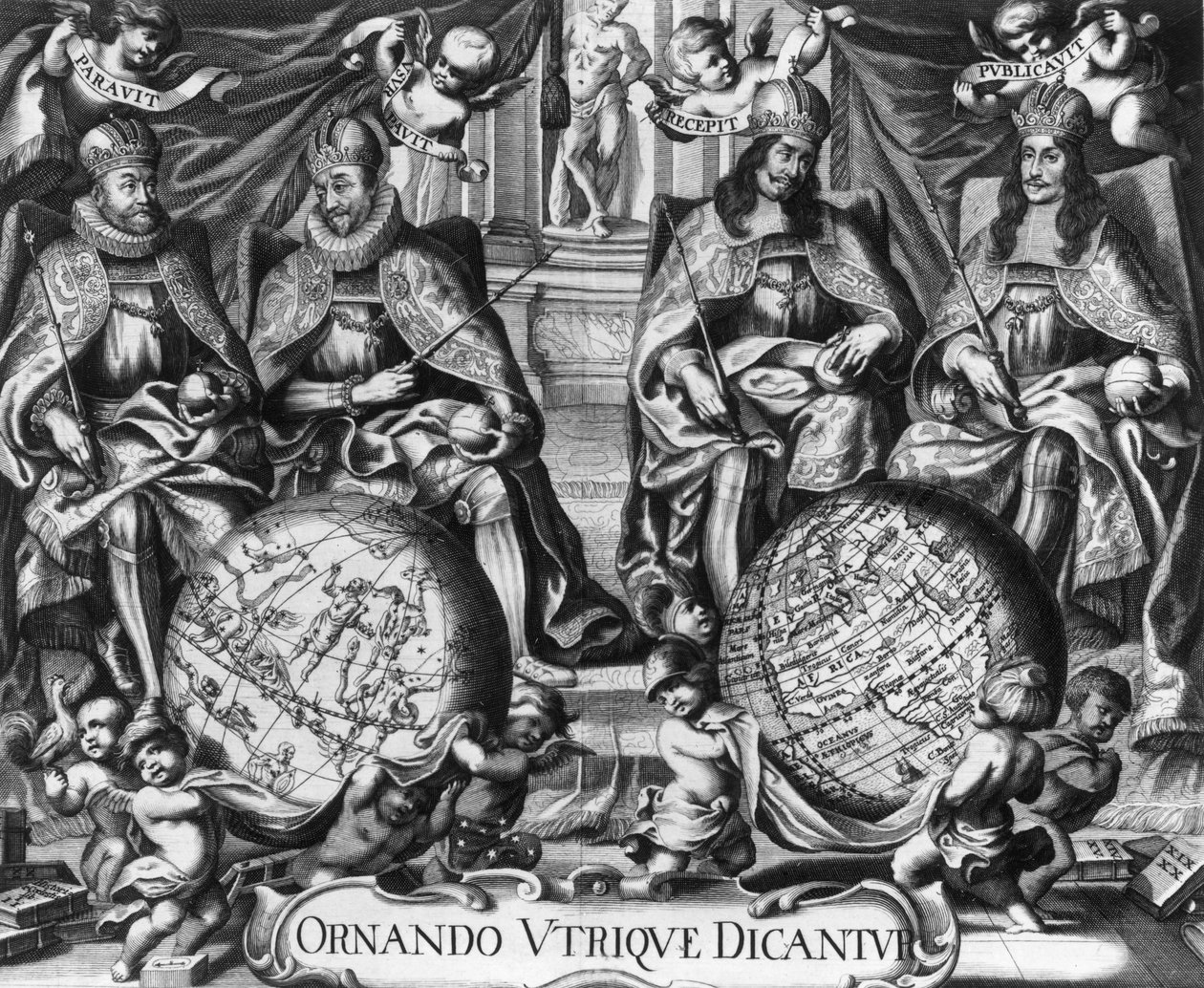 Alegoría con Rodolfo II (1552-1612) Emperador del Sacro Imperio Romano y sus sucesores Matías I (1557-1619), Fernando II (1578-1637) y Fernando III (1608-1657) de French School