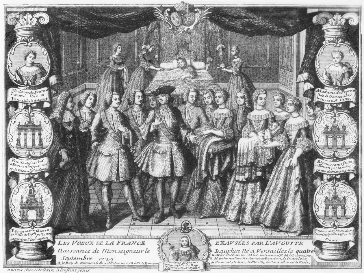 Nacimiento de Luis, Delfín de Francia, hijo de Luis XV, el 4 de septiembre de 1729 de French School