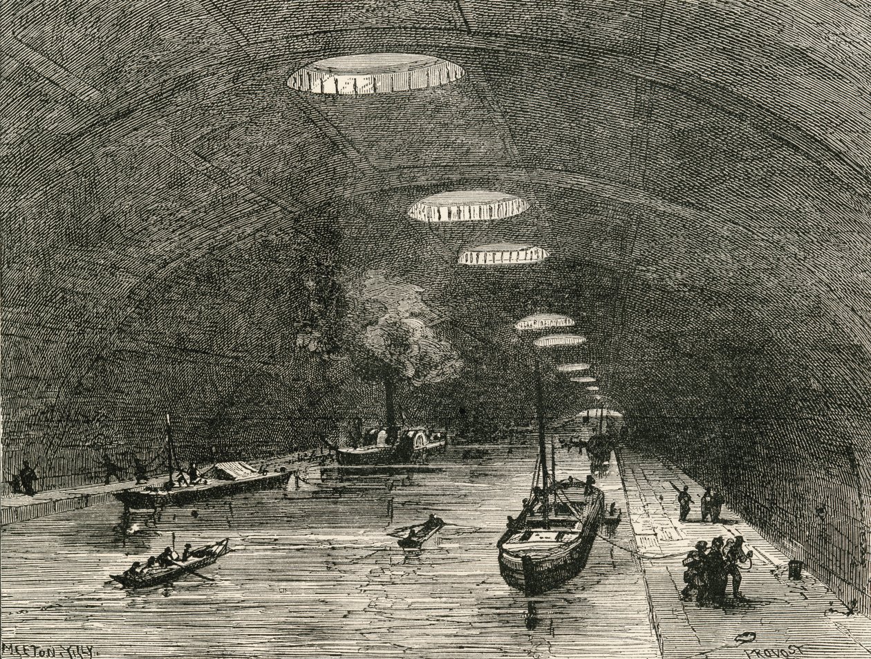 Canal Saint Martin, París, pasando bajo la parte oriental de la ciudad, de 
