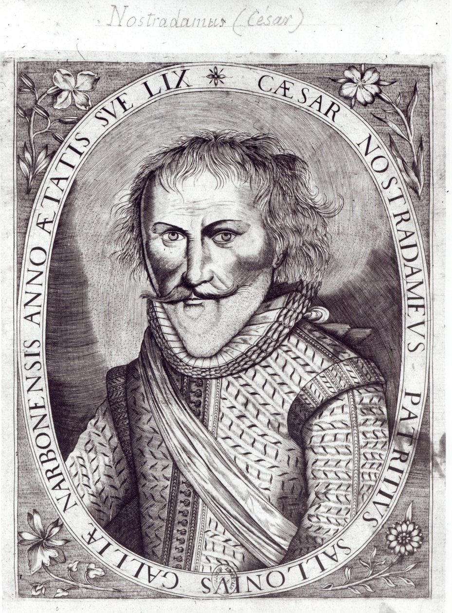 César Nostradamus (1555-1629), a los 59 años, hijo de Michel Nostradamus, 1614 de French School