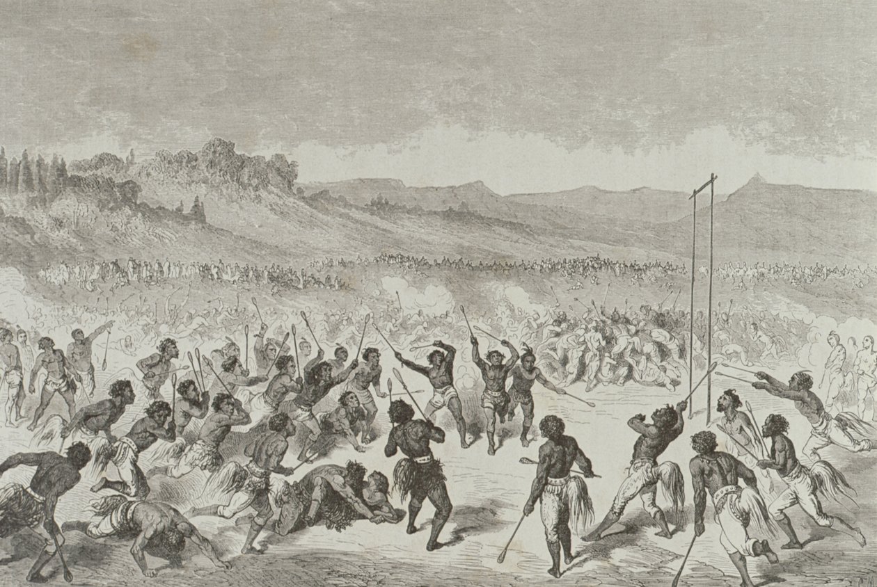 Indios Choctaw Jugando un Juego de Pelota en la década de 1850, de 