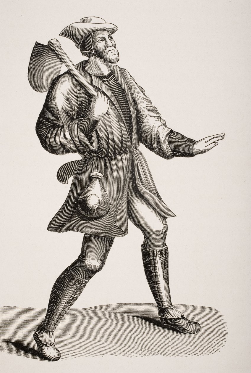 Traje de un campesino, según una miniatura del siglo XV, de 