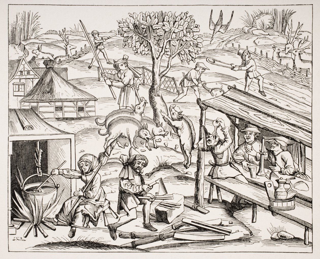 Vida campestre, después de un grabado en una edición en folio de Virgin, publicado en Lyon, 1517, de 