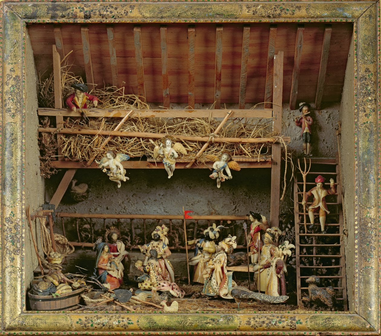 Pesebre con figuras hechas de pan de French School
