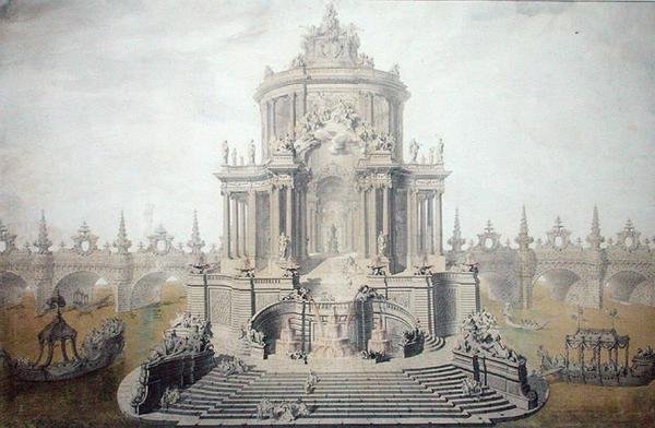 Diseño de decoración para la celebración del matrimonio del Delfín Luis de Francia (1729-65) 1745 de French School