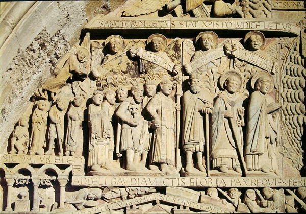Detalle del Juicio Final en el tímpano del Portal Oeste, c.1140 de French School