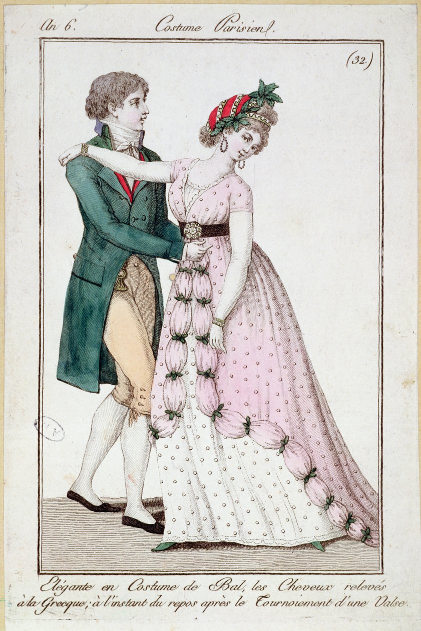 Pareja elegante bailando el vals, de 