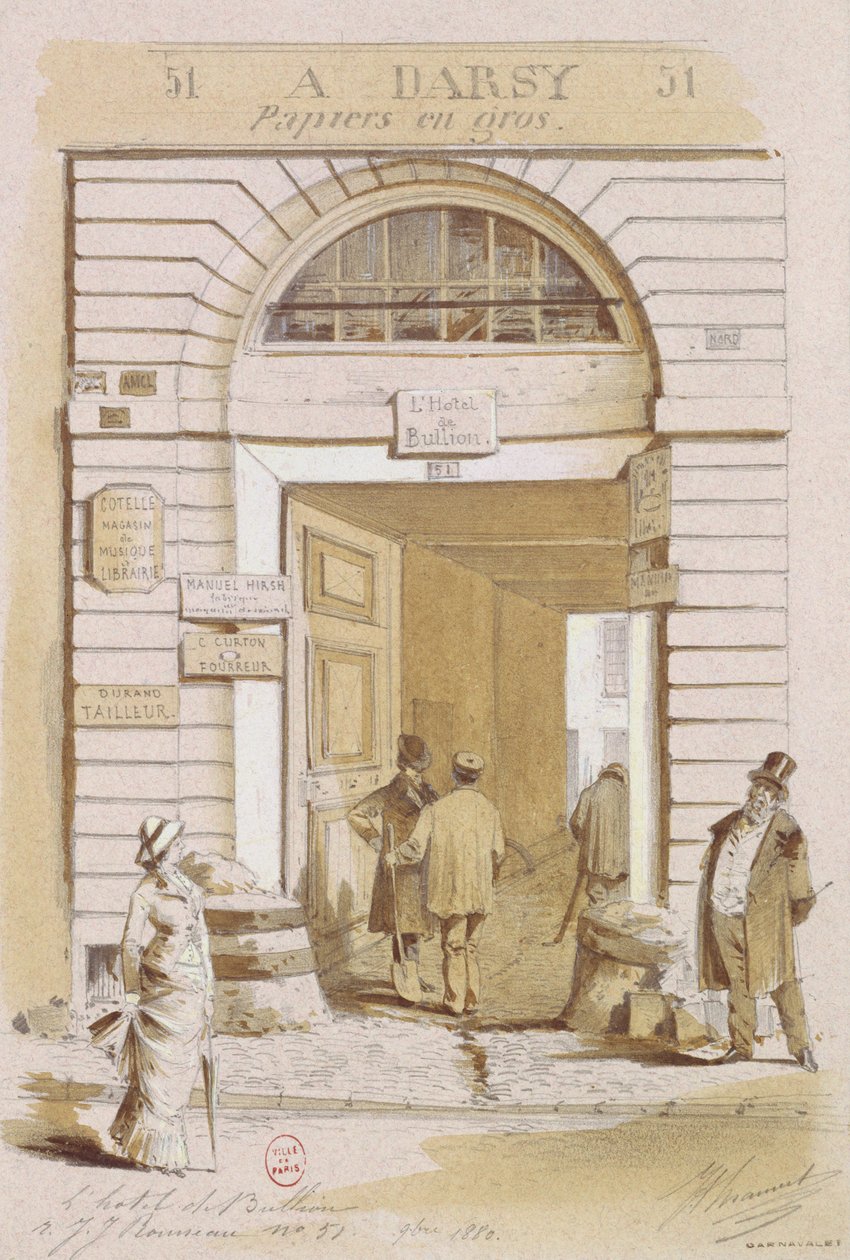 Entrada del Hotel Bullion, 57 rue Jean-Jacques Rousseau, París, 1880 de French School