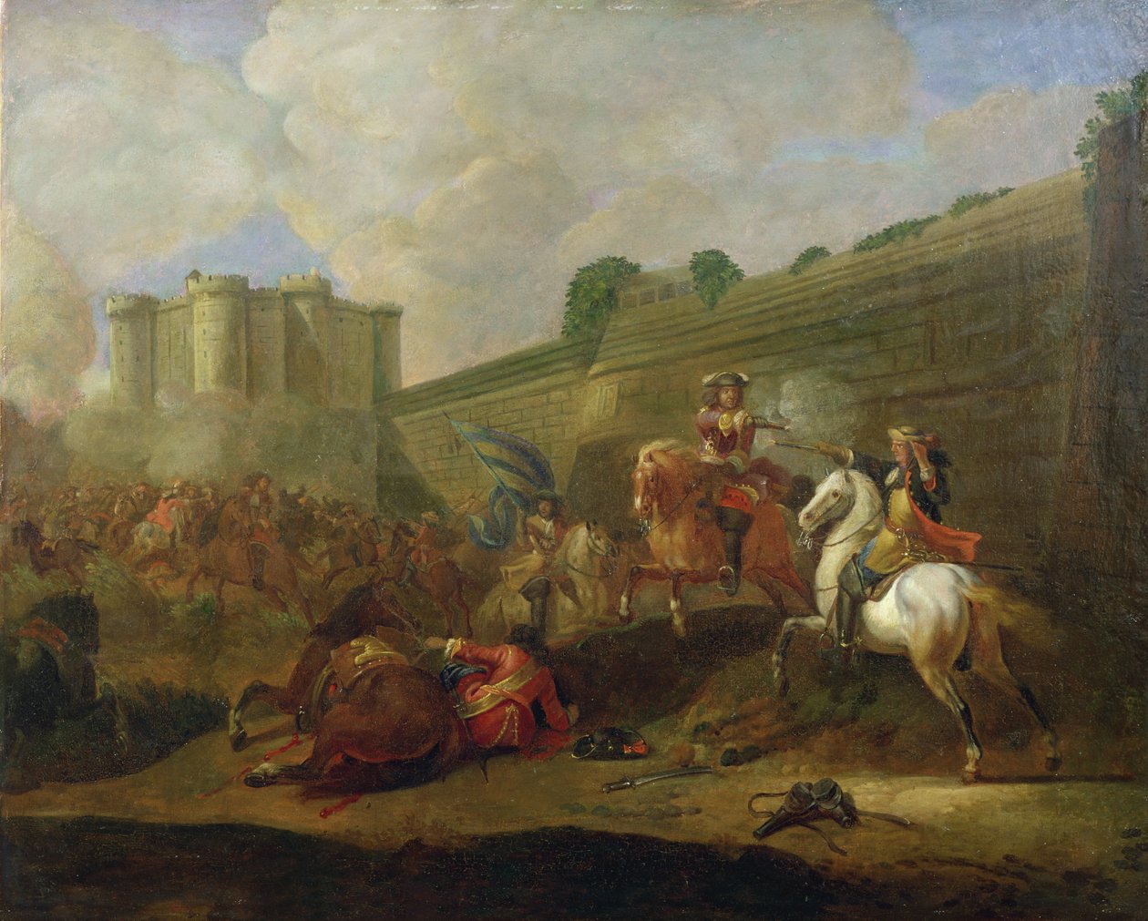 Episodio de la Fronda en el Faubourg Saint-Antoine junto a los muros de la Bastilla, c.1648 de French School