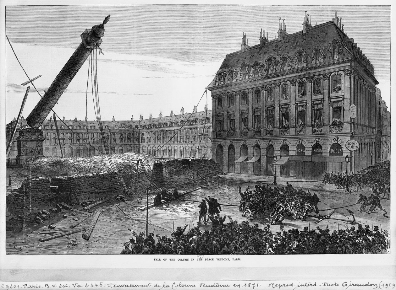 Caída de la columna en la Place Vendome, París, 1871 de French School