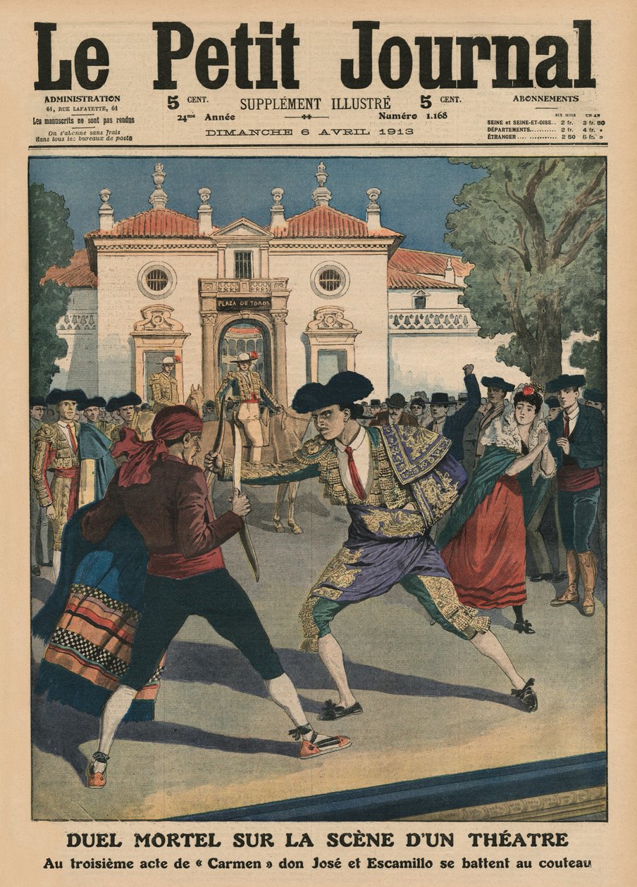 Duelo fatal en el escenario de un teatro español durante el tercer acto de la ópera 