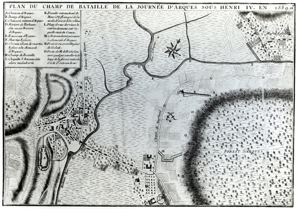 Plan de campo para la Batalla de Arques de French School