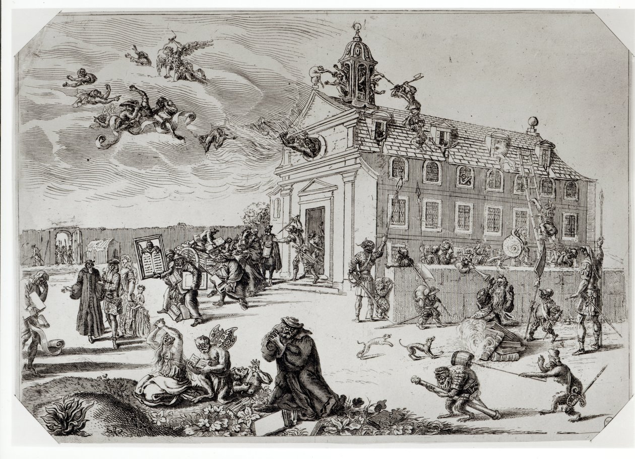 Incendio en el Templo de Charenton, c.1685 de French School