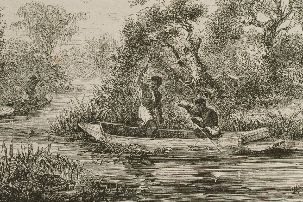 Pescadores en el río Senegal, 1860s de French School