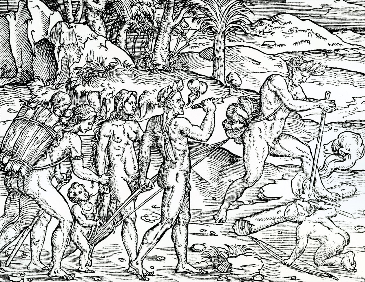 Escena de pesca, Brasil, ilustración de Singularidades de Francia Antártica, por André de Thevet, 1558 de French School