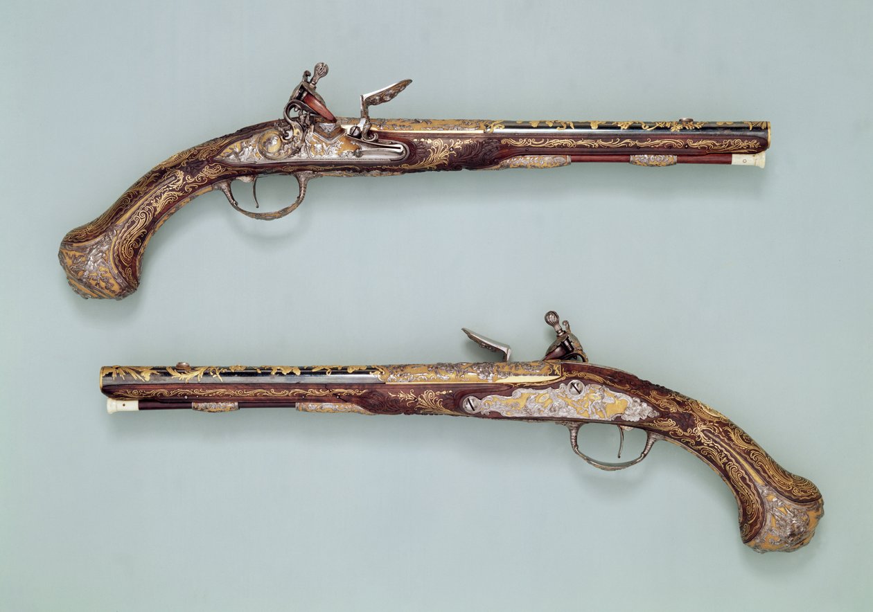 Pistolas de chispa, 1690 de French School